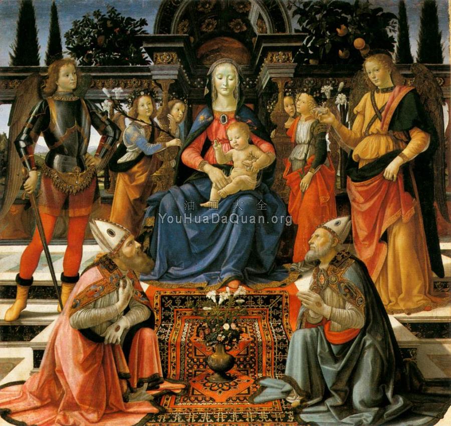 Madonna and Child Enthroned with Saints - 多梅尼科·基尔兰达约